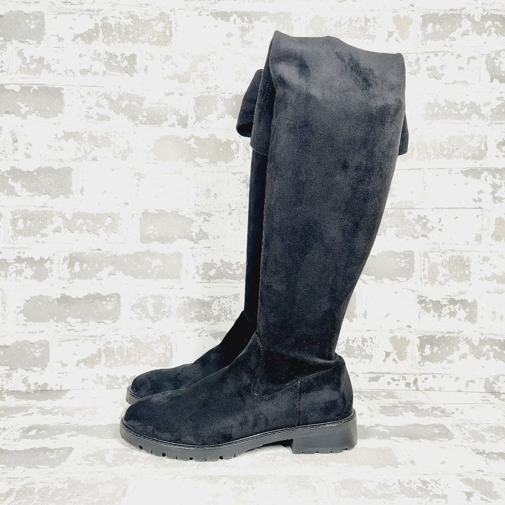 New Steve Madden Black Lizbeth Black Faux Suede Over The Knee Boots E830